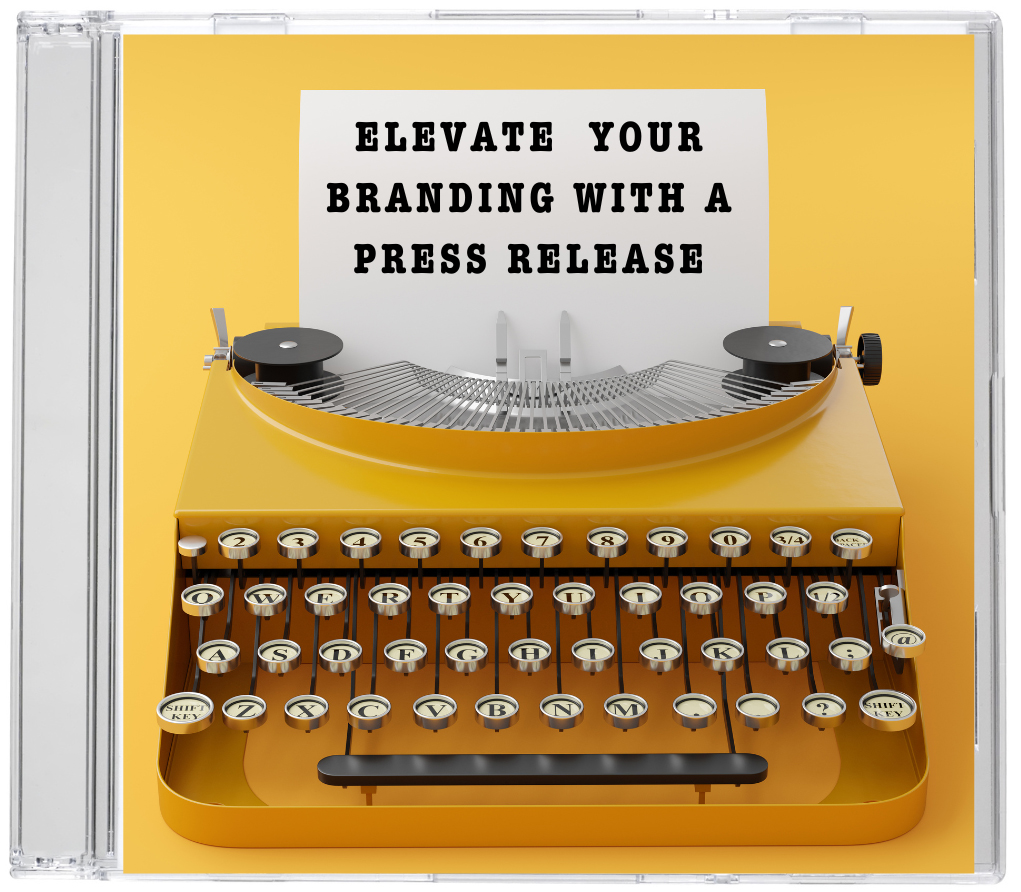 Vintage Typewriter with message "Elevate your branding with a press release."