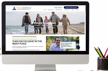 Picture of South Coast Estate Planning law firm website on laptop computer