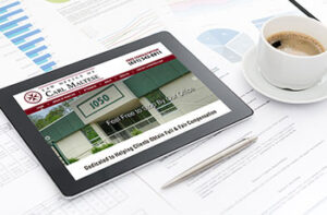 ipad displaying a law firm homepage