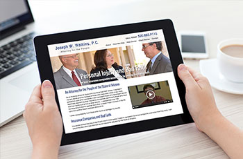 Screenshot of Joseph Watkins law firm website on tablet.