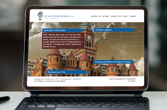 Laptop view of Schachter Harriss website