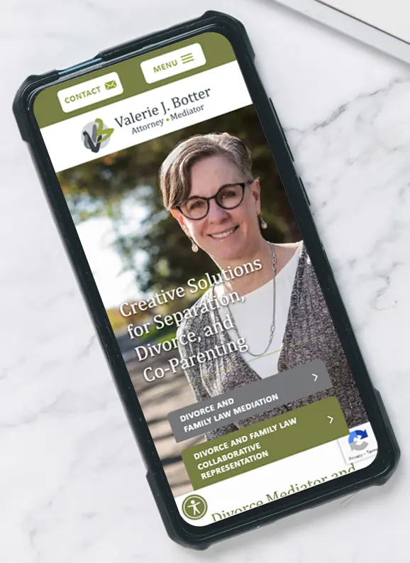 Mobile view of Valerie Botter website