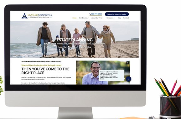 Large Monitor view of SouthCoast Estate Planning website.