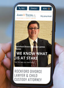 Mobile view of Rockford Family Law website.