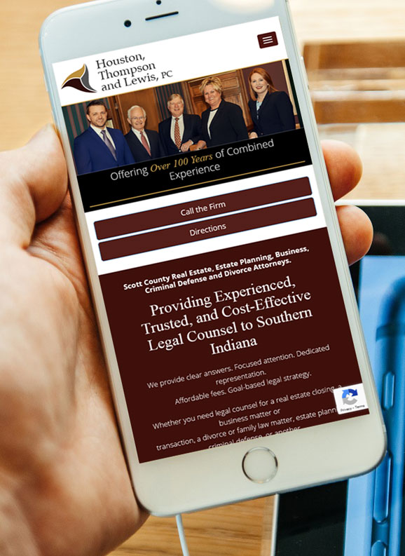Mobile view of Houston Thompson Lewis website.