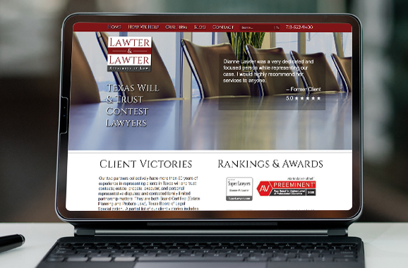 Laptop view of Lawter & Lawter website.