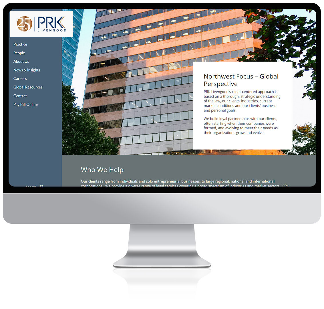 PRK Livengood home page on a computer monitor