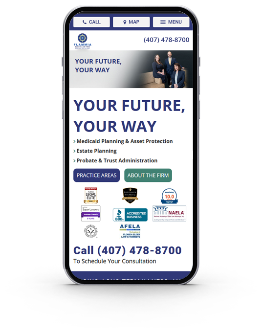 Flammia Elder Law home page on an iphone