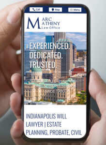 Mobile image of Marc Matheny Law website.