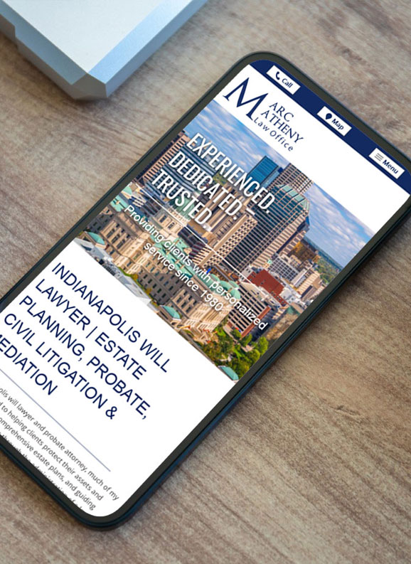 Mobile image of Marc Matheny Law website.