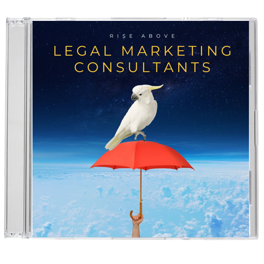 CD Cover with a parrot holding an umbrella with a person hanging from in space