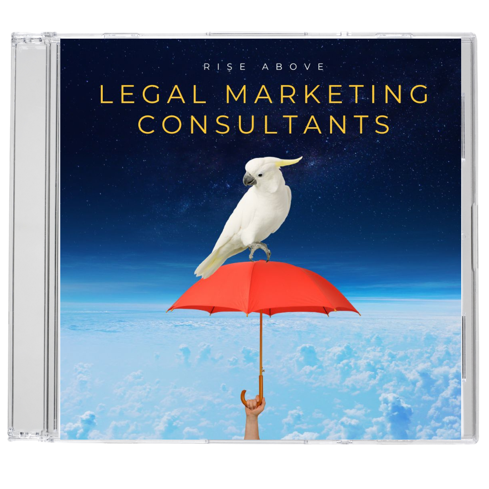 CD Cover with a parrot holding an umbrella with a person hanging from in space