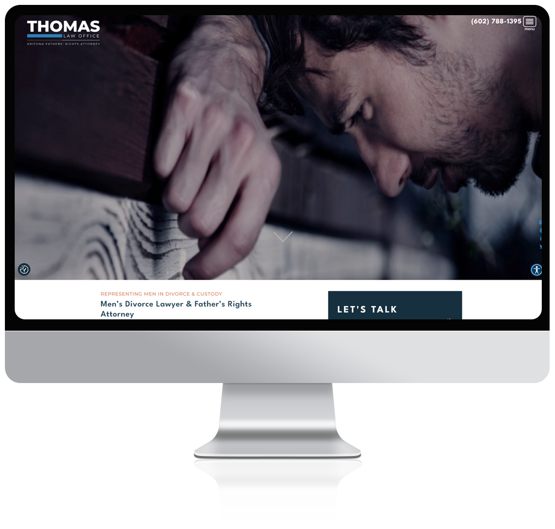 Men's Divorce website on a computer screen