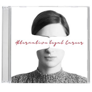 Woman with eyes covered and the words Alternative Legal Career on a CD Cover