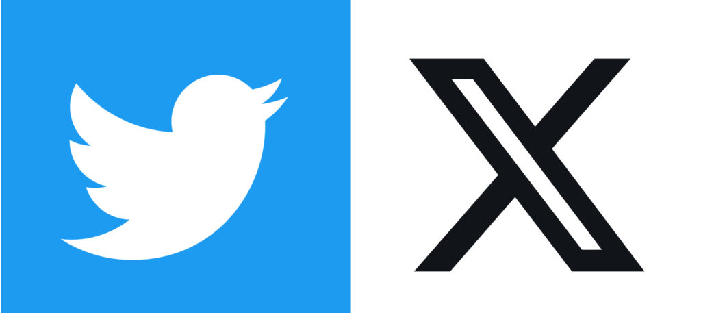 Twitter and X logos