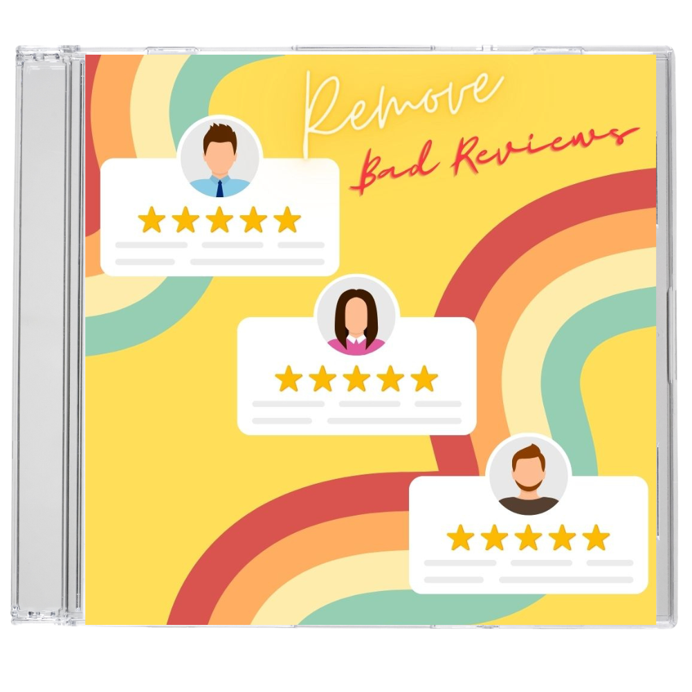 CD with a graphic that states remove bad reviews