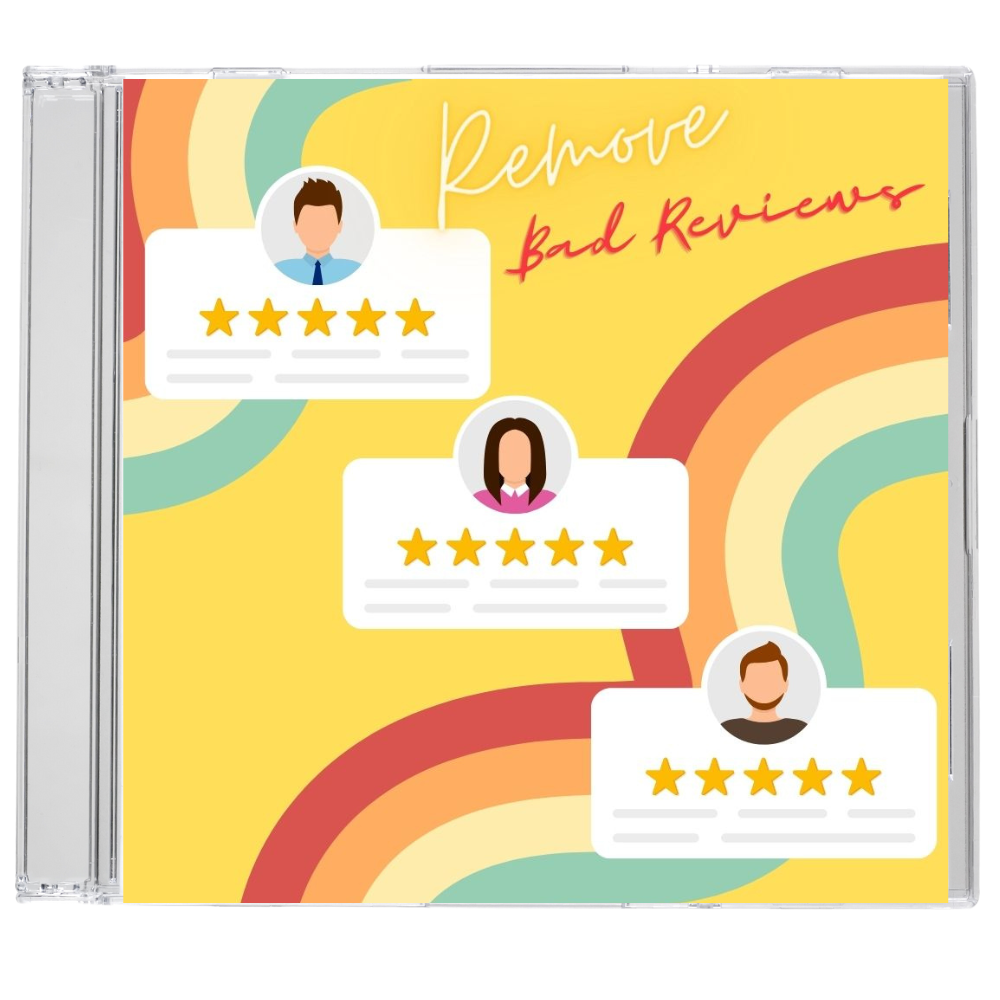 CD with a graphic that states remove bad reviews