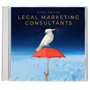 CD Cover with a white bird carrying a red umbrella in space